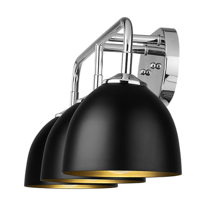 Zoey 3-light Vanity in Chrome and Matte Black shade - - Golden Lighting