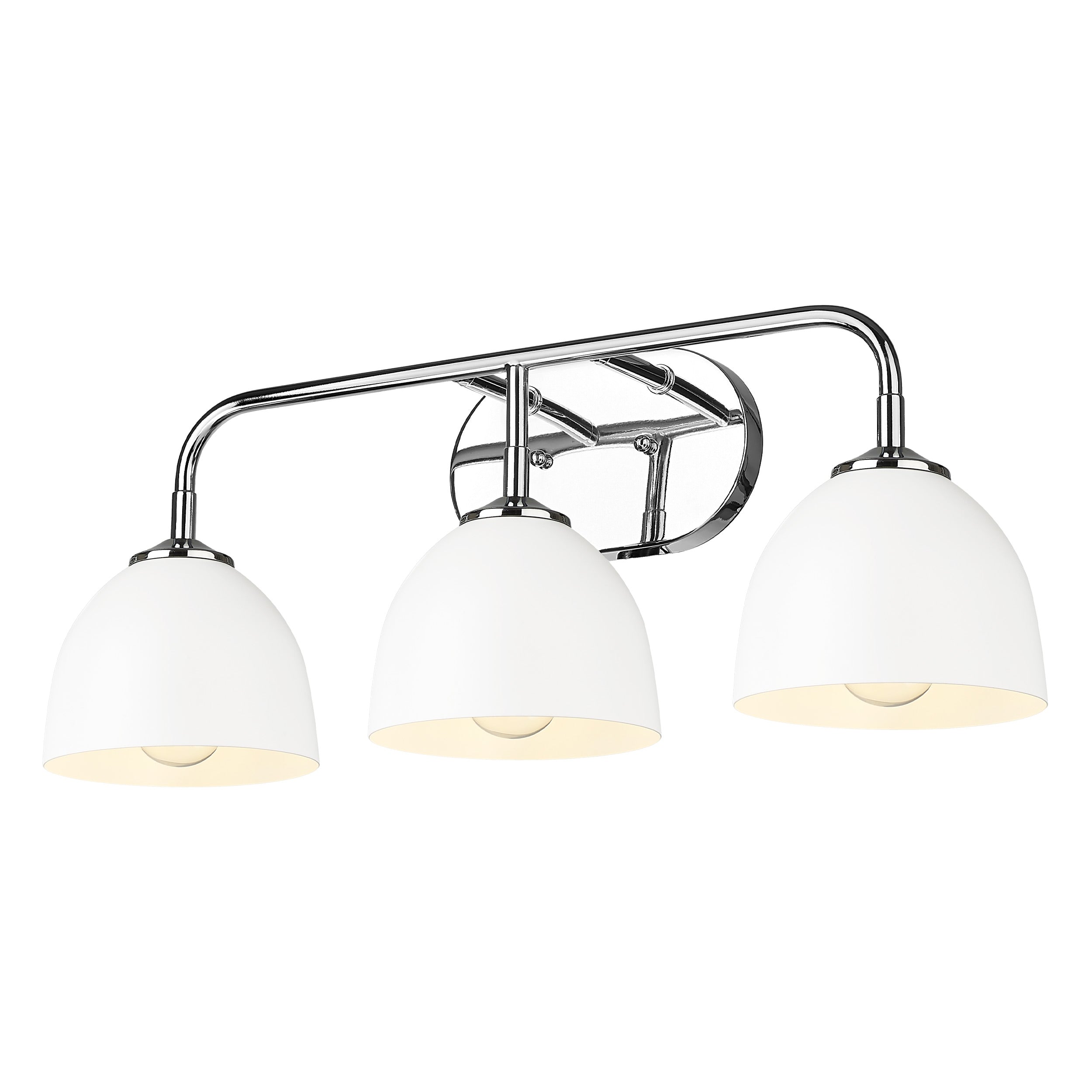 Zoey 3-light Vanity in Chrome and Matte White shade - - Golden Lighting