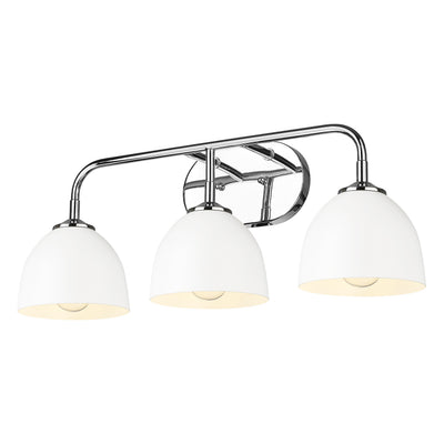 Zoey 3-light Vanity in Chrome and Matte White shade - - Golden Lighting