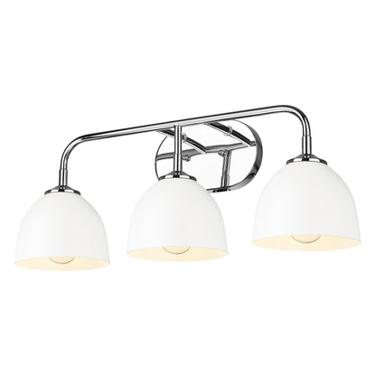 Zoey 3-light Vanity in Chrome and Matte White shade - - Golden Lighting