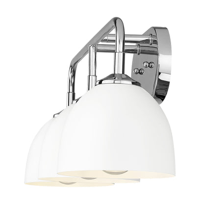 Zoey 3-light Vanity in Chrome and Matte White shade - - Golden Lighting