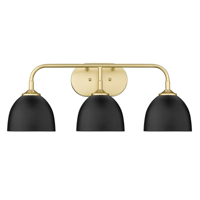 Zoey 3-light Vanity in Olympic Gold and Matte Black shade - - Golden Lighting
