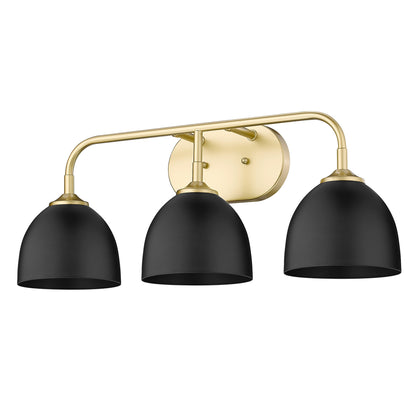 Zoey 3-light Vanity in Olympic Gold and Matte Black shade - - Golden Lighting