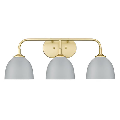 Zoey 3-light Vanity in Olympic Gold and Matte Gray shade - - Golden Lighting
