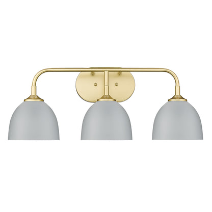 Zoey 3-light Vanity in Olympic Gold and Matte Gray shade - - Golden Lighting