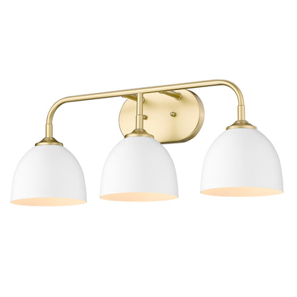 Zoey 3-light Vanity in Olympic Gold and Matte White shade - - Golden Lighting