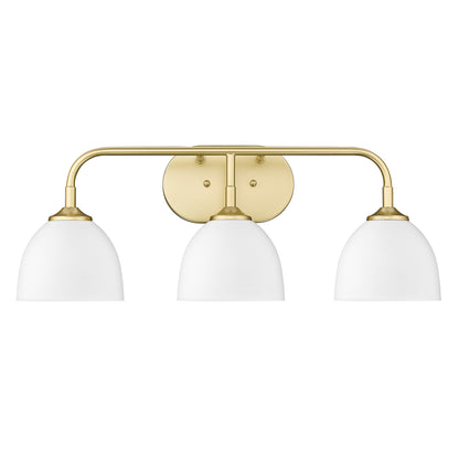 Zoey 3-light Vanity in Olympic Gold and Matte White shade - - Golden Lighting
