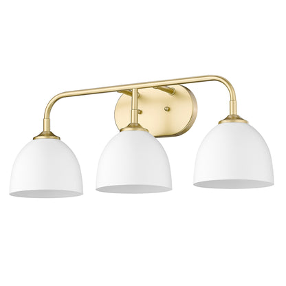 Zoey 3-light Vanity in Olympic Gold and Matte White shade - - Golden Lighting