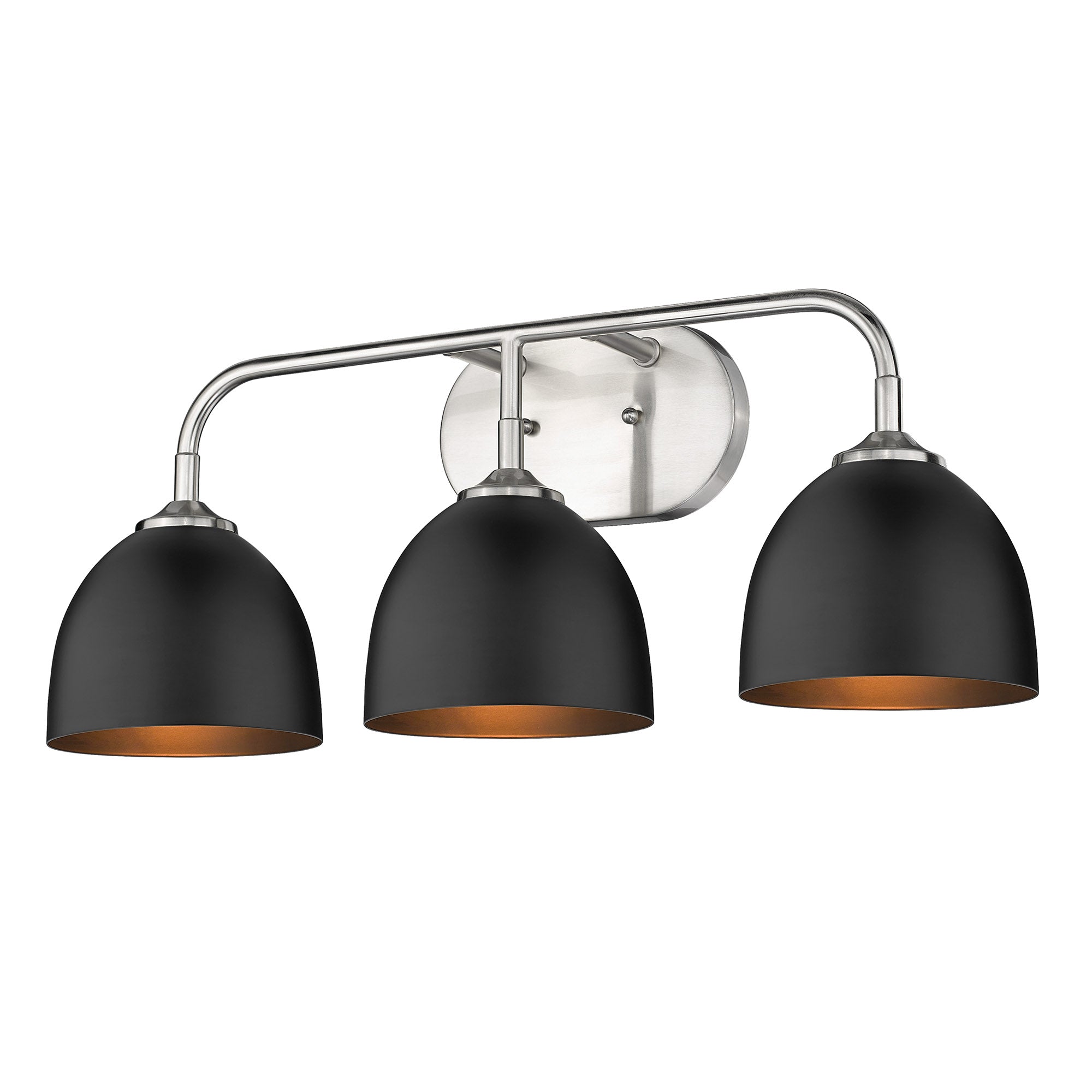 Zoey 3-light Vanity in Pewter and Matte Black shade - - Golden Lighting