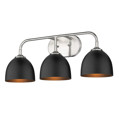 Zoey 3-light Vanity in Pewter and Matte Black shade - - Golden Lighting