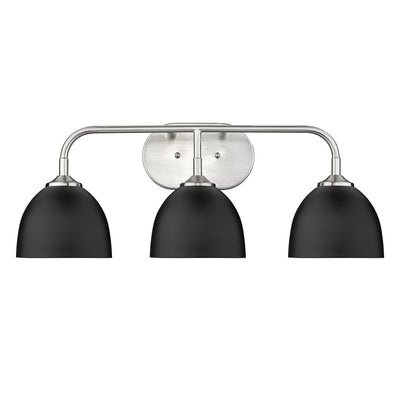 Zoey 3-light Vanity in Pewter and Matte Black shade - - Golden Lighting