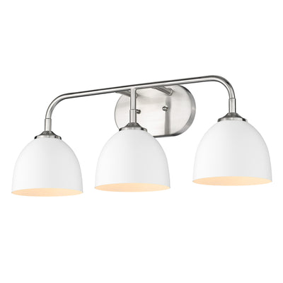 Zoey 3-light Vanity in Pewter and Matte White shade - - Golden Lighting