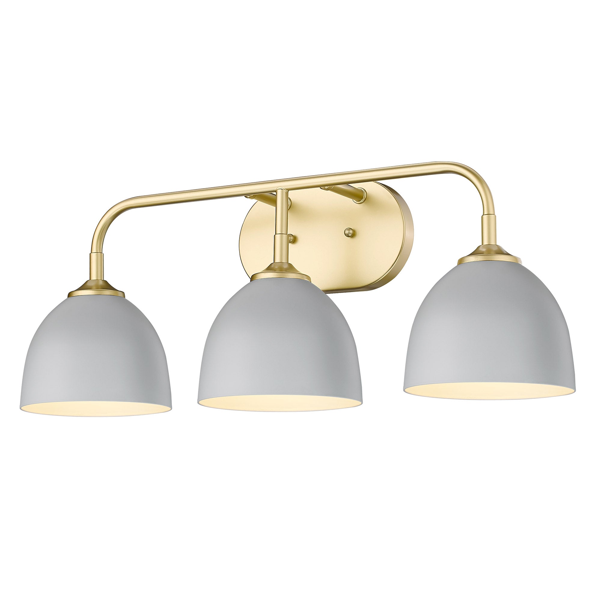 Zoey 3-Light Bath Vanity in Olympic Gold with Matte Gray Shade - - Golden Lighting