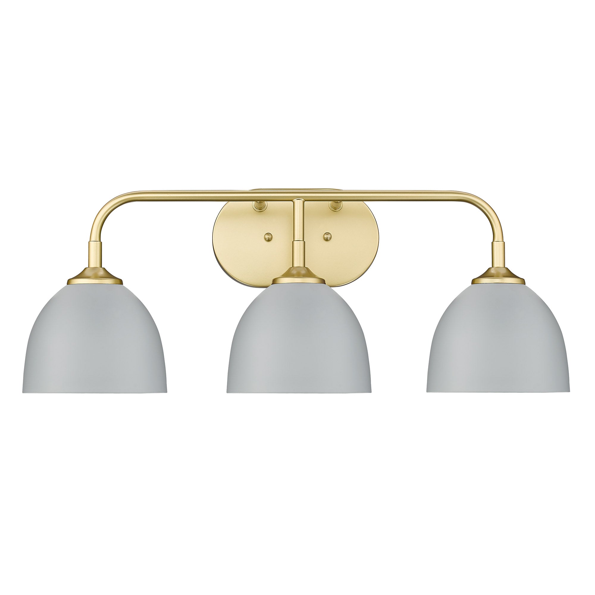 Zoey 3-Light Bath Vanity in Olympic Gold with Matte Gray Shade - Olympic Gold / Matte Gray / Gray - Golden Lighting