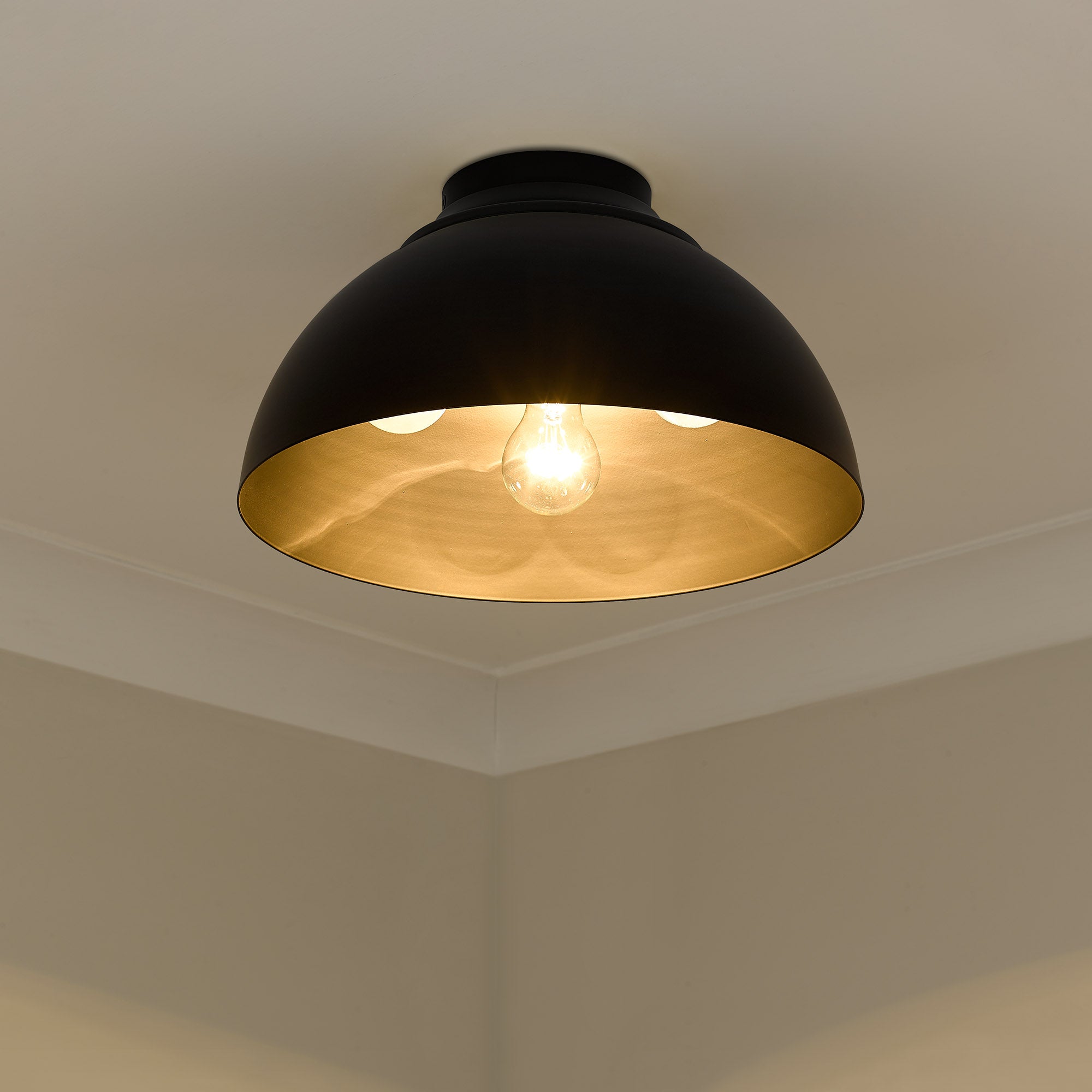 Zoey 3-light Flush Mount in Matte Black - - Golden Lighting