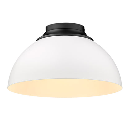 Zoey 3-light Flush Mount in Matte Black and Matte White shade - - Golden Lighting