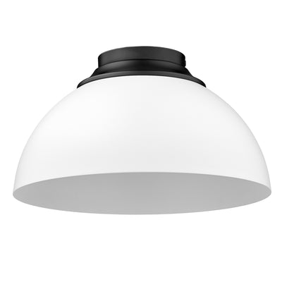 Zoey 3-light Flush Mount in Matte Black and Matte White shade - - Golden Lighting