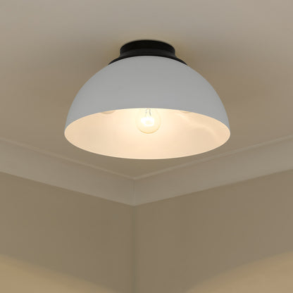 Zoey 3-light Flush Mount in Matte Black and Matte White shade - - Golden Lighting