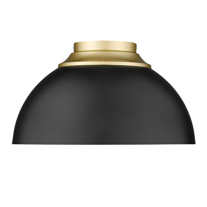 Zoey 3-light Flush Mount in Olympic Gold and Matte Black shade - - Golden Lighting