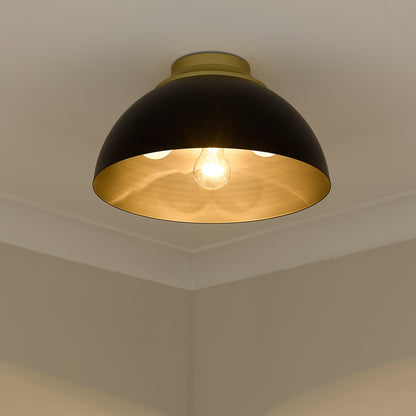 Zoey 3-light Flush Mount in Olympic Gold and Matte Black shade - - Golden Lighting