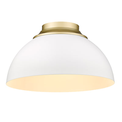 Zoey 3-light Flush Mount in Olympic Gold and Matte White shade - - Golden Lighting