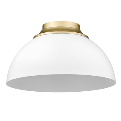 Zoey 3-light Flush Mount in Olympic Gold and Matte White shade - - Golden Lighting