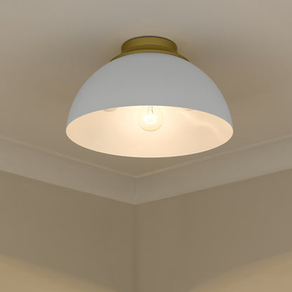 Zoey 3-light Flush Mount in Olympic Gold and Matte White shade - - Golden Lighting