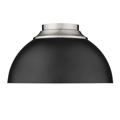 Zoey 3-light Flush Mount in Pewter and Matte Black shade - - Golden Lighting