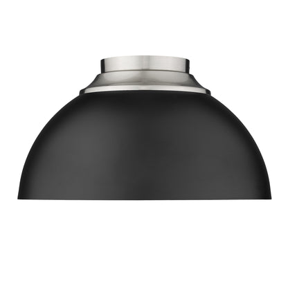 Zoey 3-light Flush Mount in Pewter and Matte Black shade - - Golden Lighting