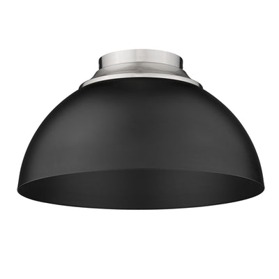 Zoey 3-light Flush Mount in Pewter and Matte Black shade - - Golden Lighting