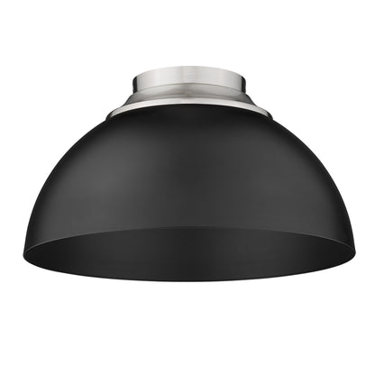 Zoey 3-light Flush Mount in Pewter and Matte Black shade - - Golden Lighting