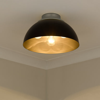 Zoey 3-light Flush Mount in Pewter and Matte Black shade - - Golden Lighting