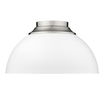 Zoey 3-light Flush Mount in Pewter and Matte White shade - - Golden Lighting
