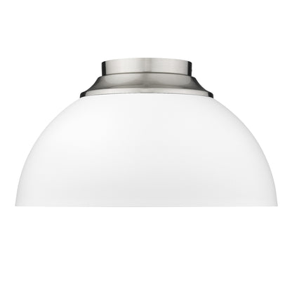 Zoey 3-light Flush Mount in Pewter and Matte White shade - - Golden Lighting
