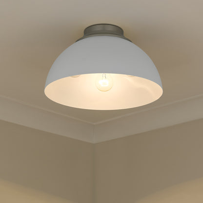 Zoey 3-light Flush Mount in Pewter and Matte White shade - - Golden Lighting