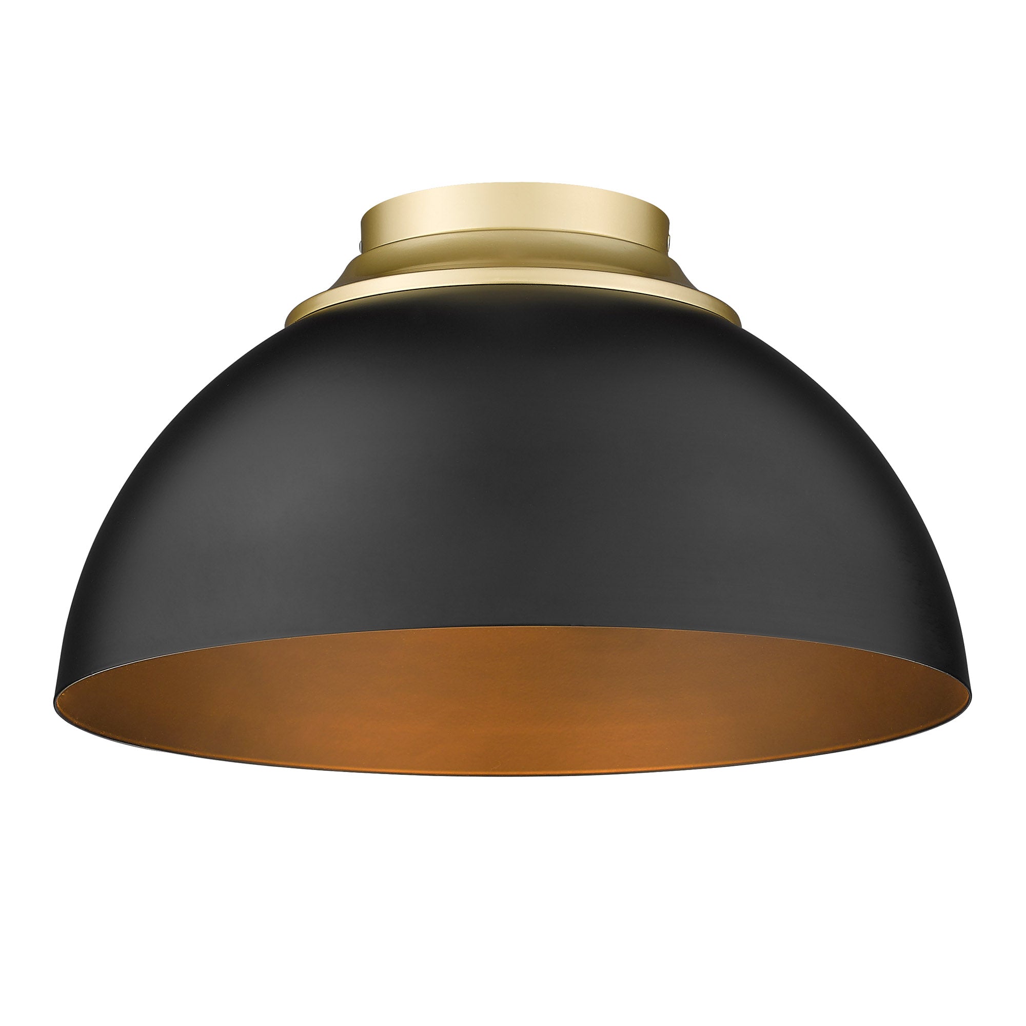 Zoey Flush Mount in Olympic Gold with Matte Black Shade - - Golden Lighting