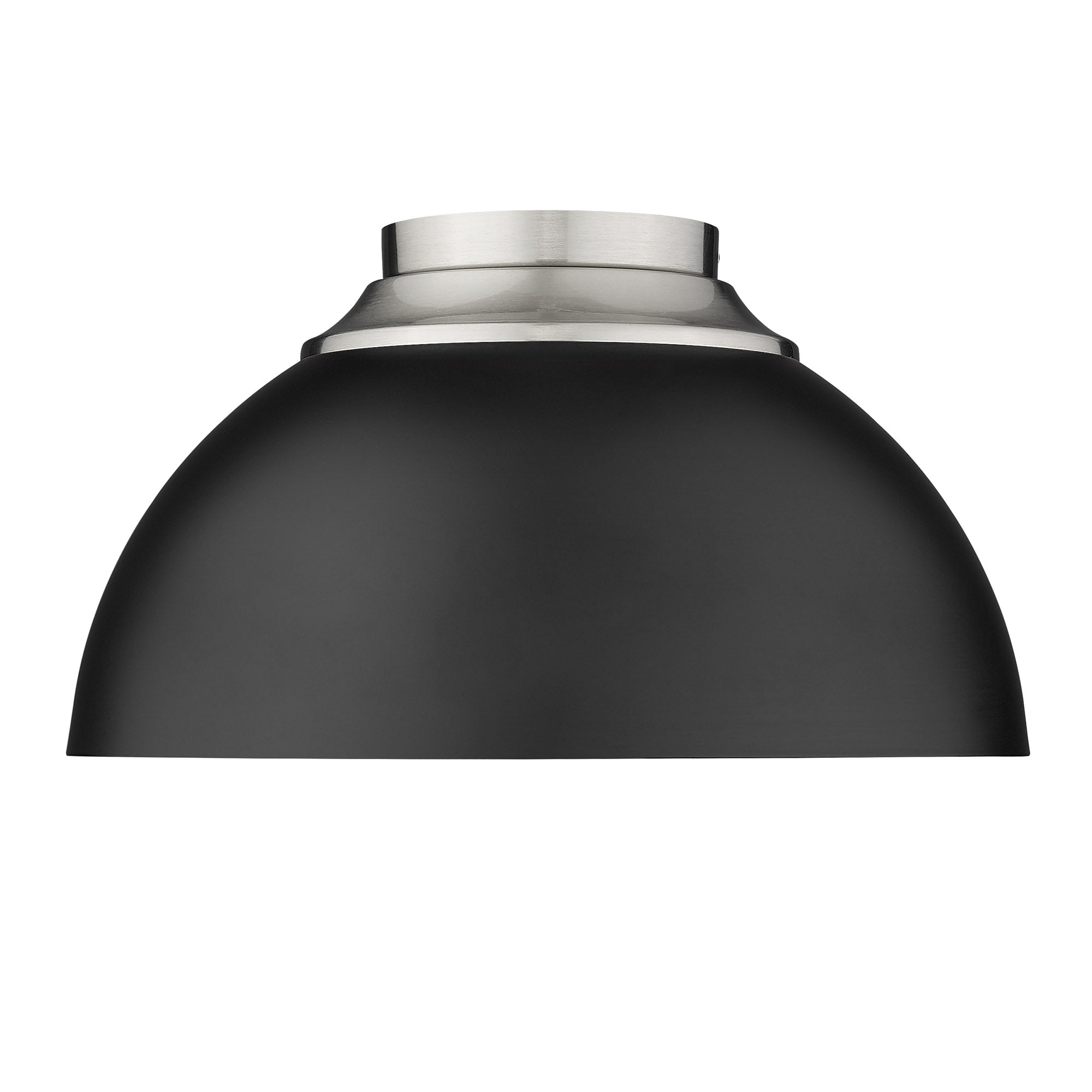 Zoey Flush Mount in Pewter with Matte Black Shade - Pewter / Matte Black / Black - Golden Lighting