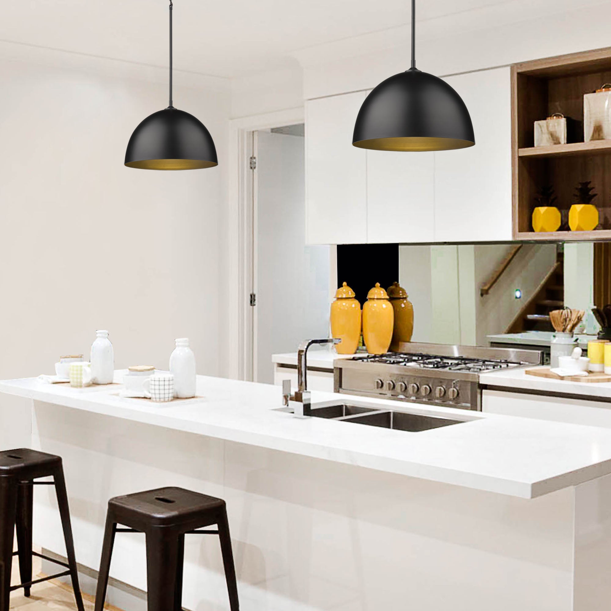 Zoey 1-light 16in Pendant in Matte Black - - Golden Lighting