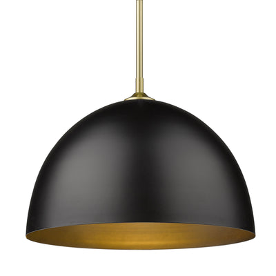 Zoey 1-light 16in Pendant in Olympic Gold and Matte Black Shades - - Golden Lighting