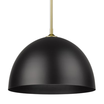 Zoey 1-light 16in Pendant in Olympic Gold and Matte Black Shades - - Golden Lighting
