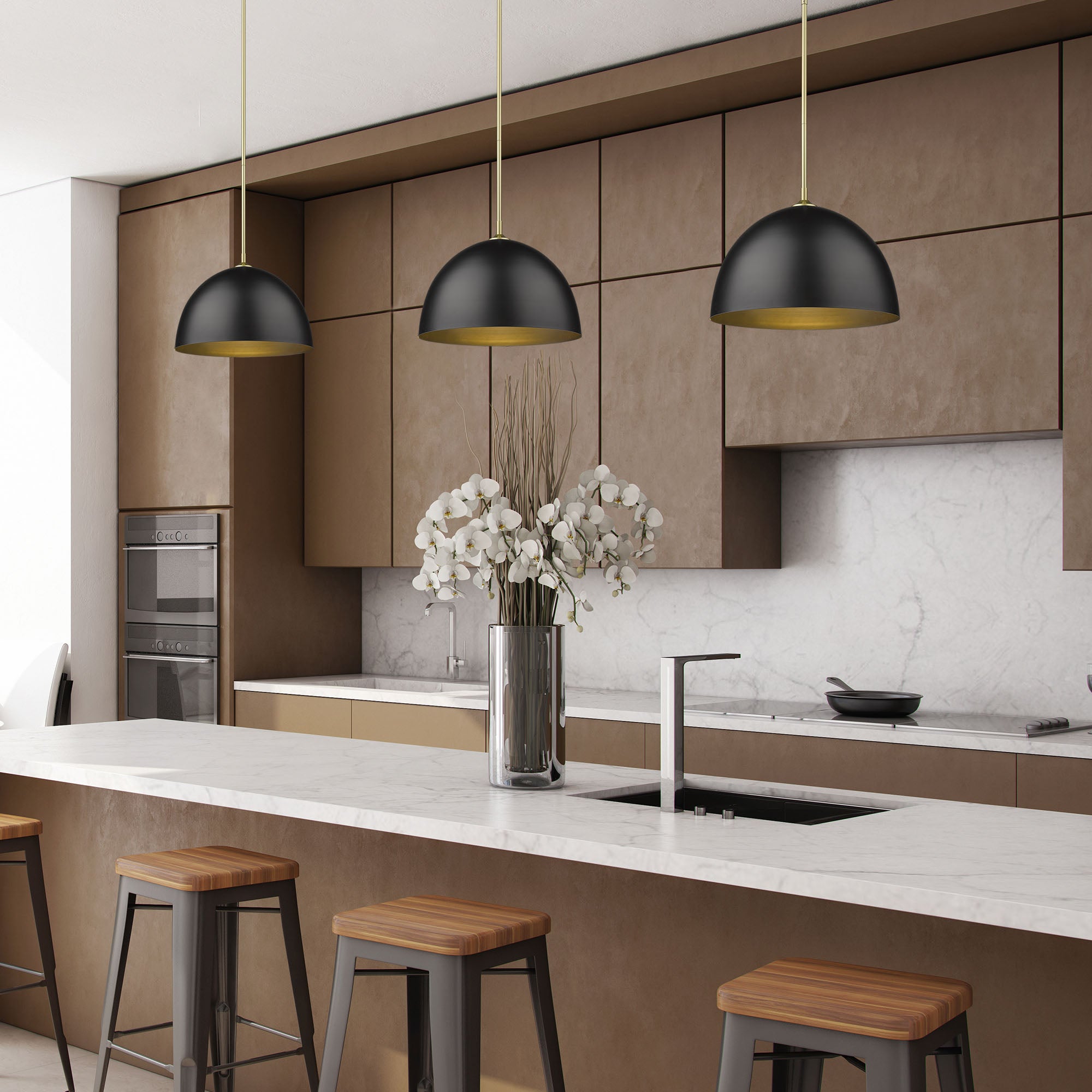 Zoey 1-light 16in Pendant in Olympic Gold and Matte Black Shades - - Golden Lighting