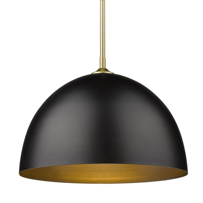 Zoey Large Pendant in Olympic Gold with Matte Black Shade - - Golden Lighting