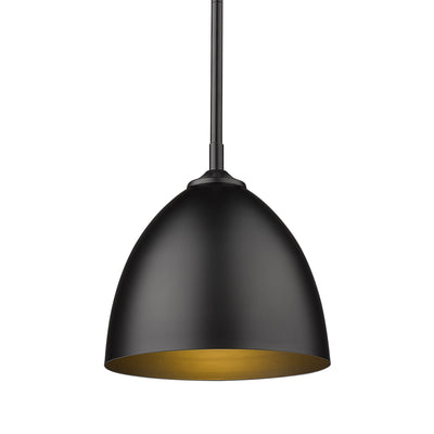Zoey 1-light 9in Pendant in Matte Black - - Golden Lighting