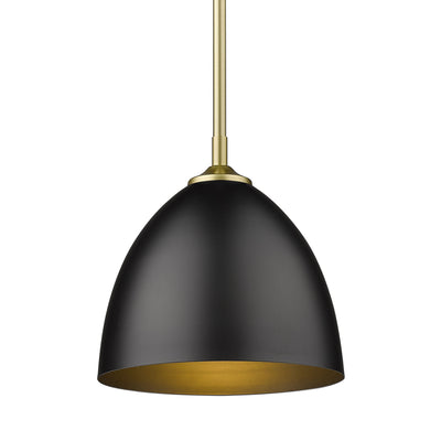 Zoey 1-light 9in Pendant in Olympic Gold and Matte Black Shade - - Golden Lighting