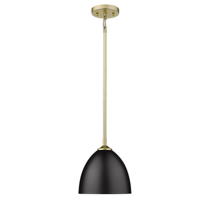 Zoey 1-light 9in Pendant in Olympic Gold and Matte Black Shade - - Golden Lighting