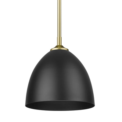 Zoey 1-light 9in Pendant in Olympic Gold and Matte Black Shade - - Golden Lighting