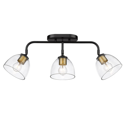 Golden Lighting Roxie 3-light Semi-Flush Mount in Matte Black and Brushed Champagne Brass - - Golden Lighting