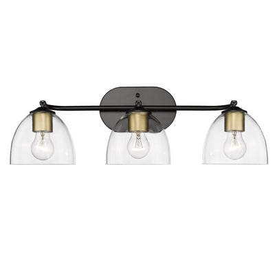 Golden Lighting Roxie 3-light Semi-Flush Mount in Matte Black and Brushed Champagne Brass - - Golden Lighting