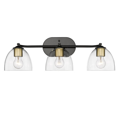 Golden Lighting Roxie 3-light Semi-Flush Mount in Matte Black and Brushed Champagne Brass - - Golden Lighting