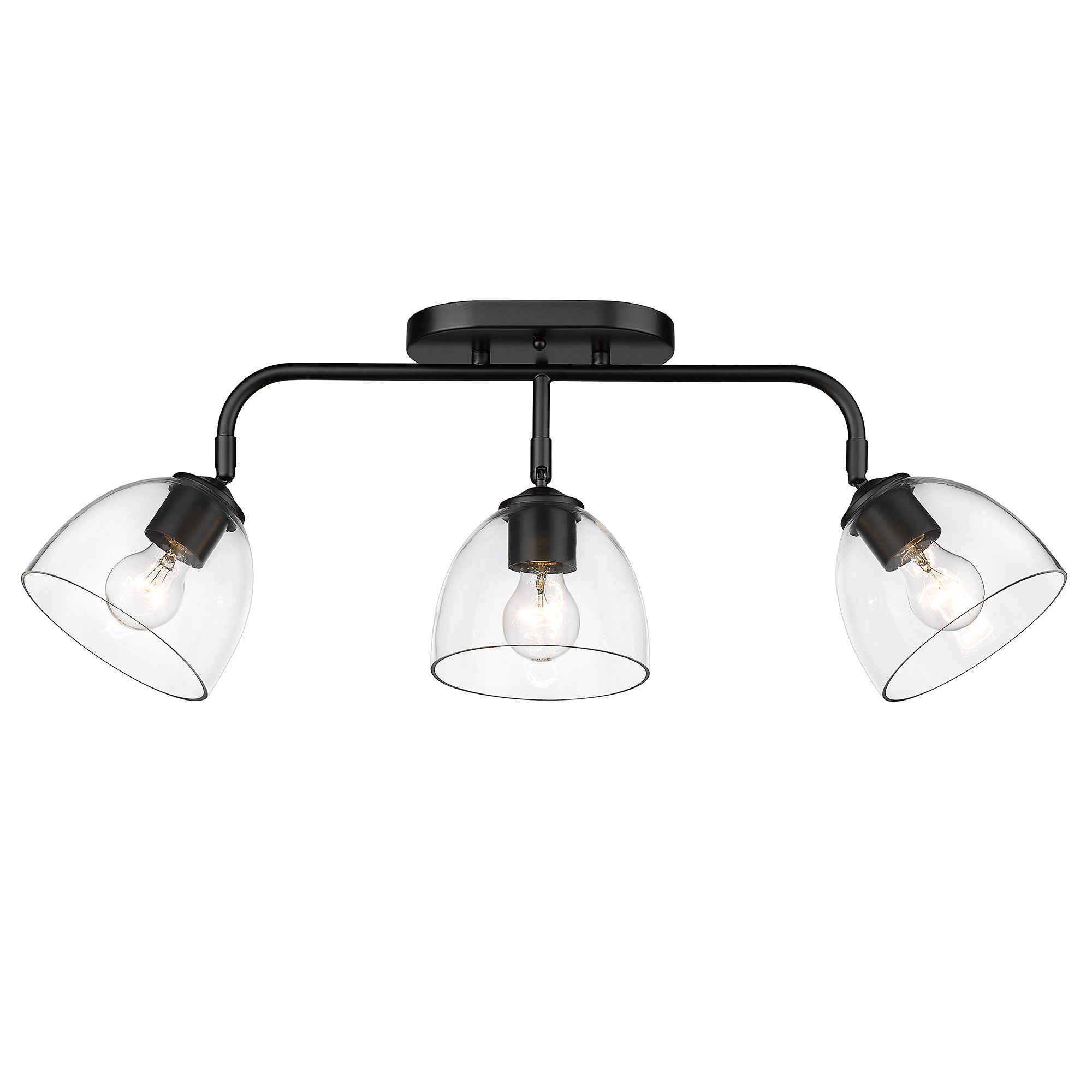 Golden Lighting Roxie 3-light Semi-Flush Mount in Matte Black - - Golden Lighting